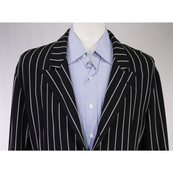 Armani Collezioni Mens Black Bold Striped Unstructed Boating Blazer Jacket 44R - Picture 4 of 9